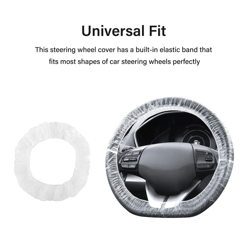 NHHC 100PCS Disposable Steering Wheel Covers Disposable Steering Wheel Protector with Elastic for Avoiding Scuffs & Scratches Universal Car Steering Wheel Cover Car Accessories - Image 2